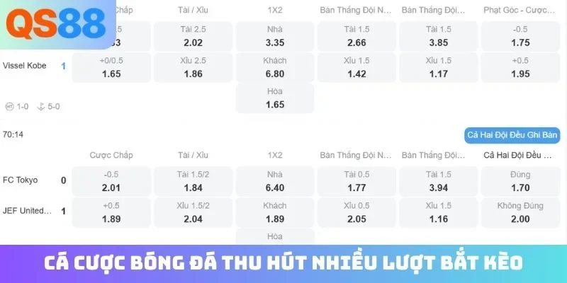 Cá cược bóng đá thu hút nhiều lượt bắt kèo