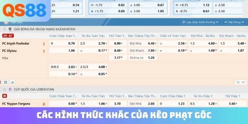 Các hình thức khác của kèo phạt góc