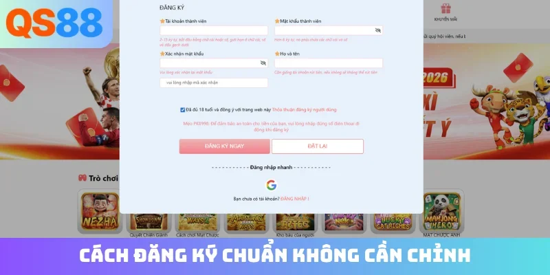 Cách đăng ký chuẩn không cần chỉnh