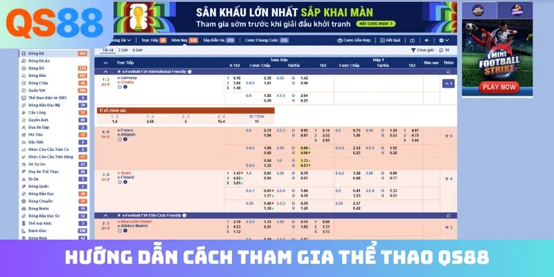 Hướng dẫn cách tham gia thể thao QS88